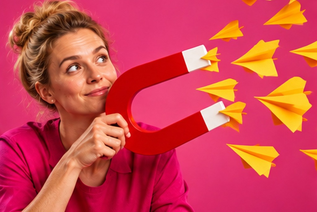 Magneet trekt papieren vliegtuigjes aan